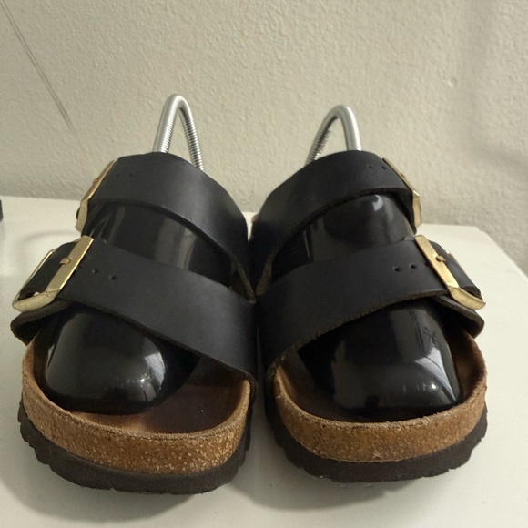 Birkenstock Women's Black Sandals with Gold Buckles - Picture 4 of 10